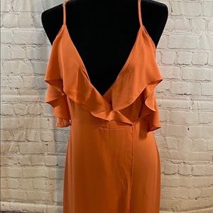 Wrap dress with ruffled short sleeves